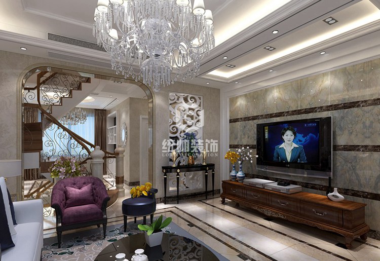 浦东新区布鲁斯208平方欧式风格别墅客厅装修效果图