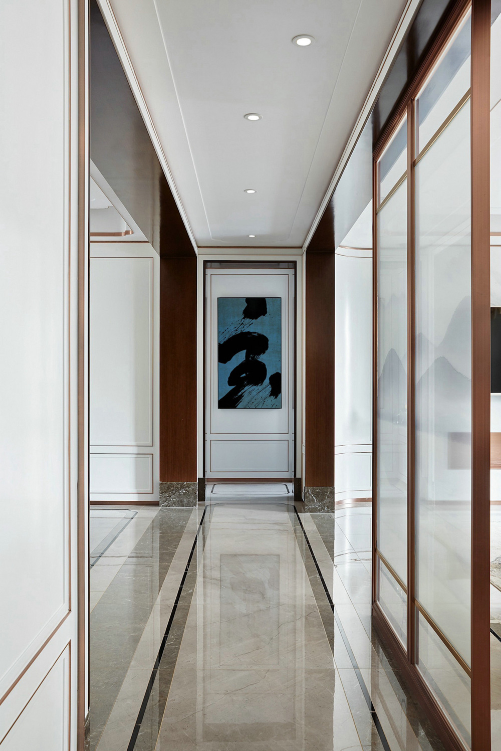 浦东新区名门世家160平方新中式风格3室2厅2卫走廊装修效果图