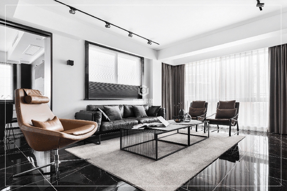 嘉定区墨·意180平方现代简约风格别墅客厅装修效果图