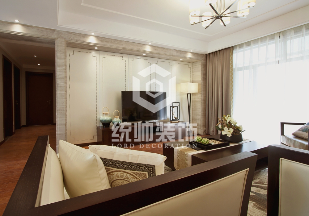 青浦区星江湾170平方新中式风格复式客厅装修效果图