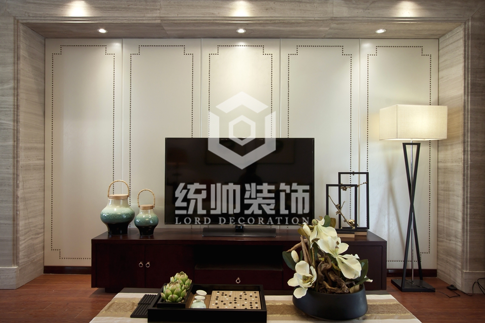 青浦区星江湾170平方新中式风格复式客厅装修效果图