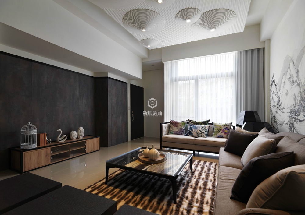 青浦区西郊半岛170平方新中式风格复式客厅装修效果图