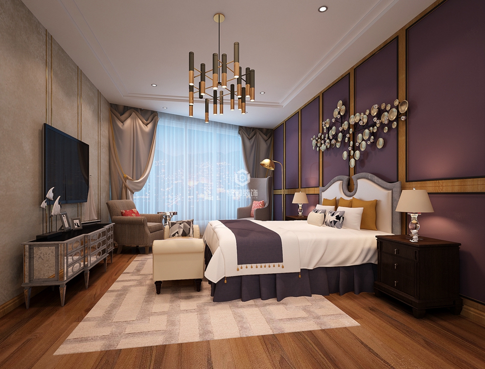 长宁区美华顿220平方现代简约风格复式卧室装修效果图