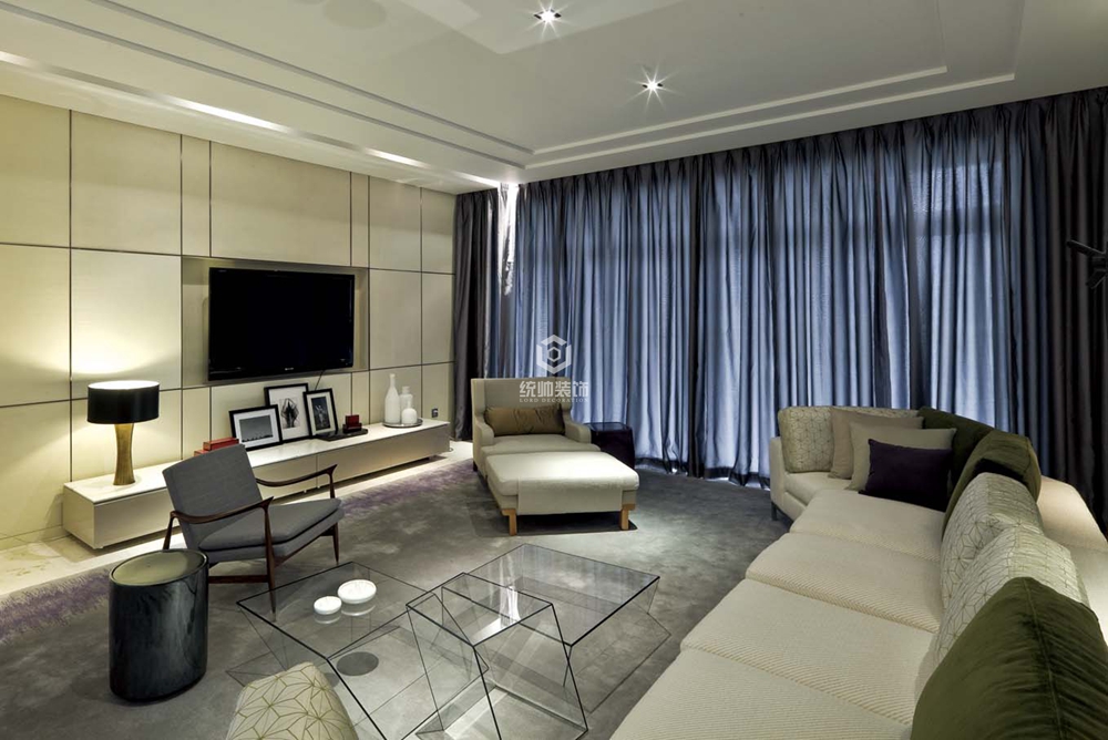 浦東新區盛世名門250平現代簡約客廳裝修效果圖