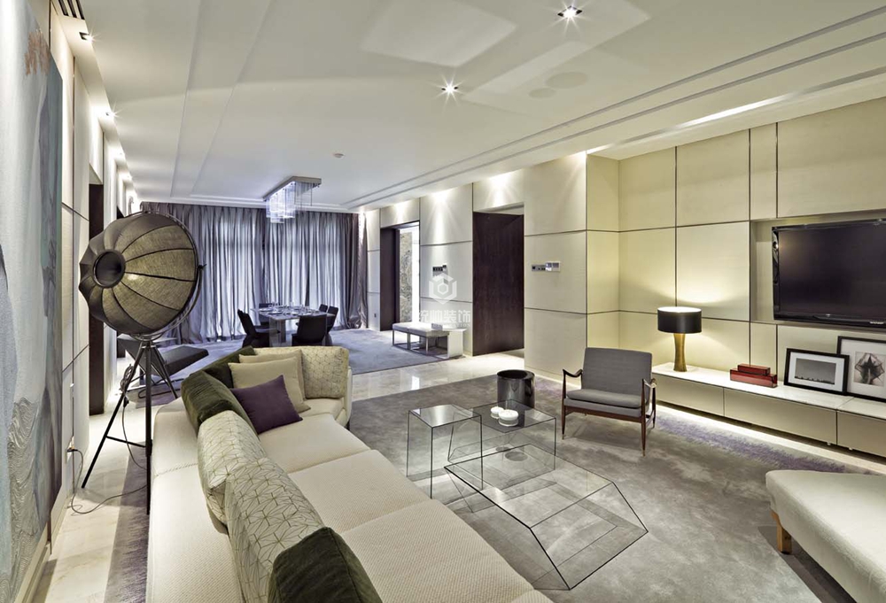 浦東新區盛世名門250平現代簡約客廳裝修效果圖