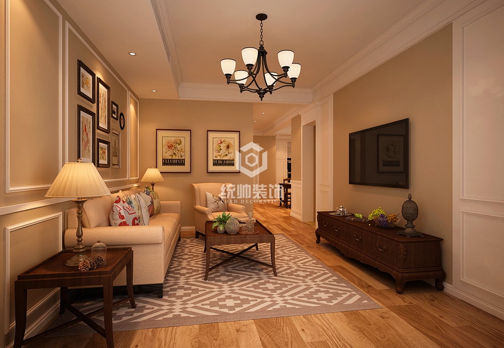 浦东新区汤城豪园140平方美式风格复式客厅装修效果图