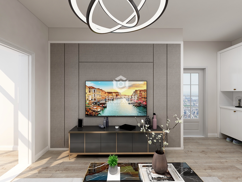 闵行区晶杰苑150平方现代简约风格三室两厅客厅装修效果图