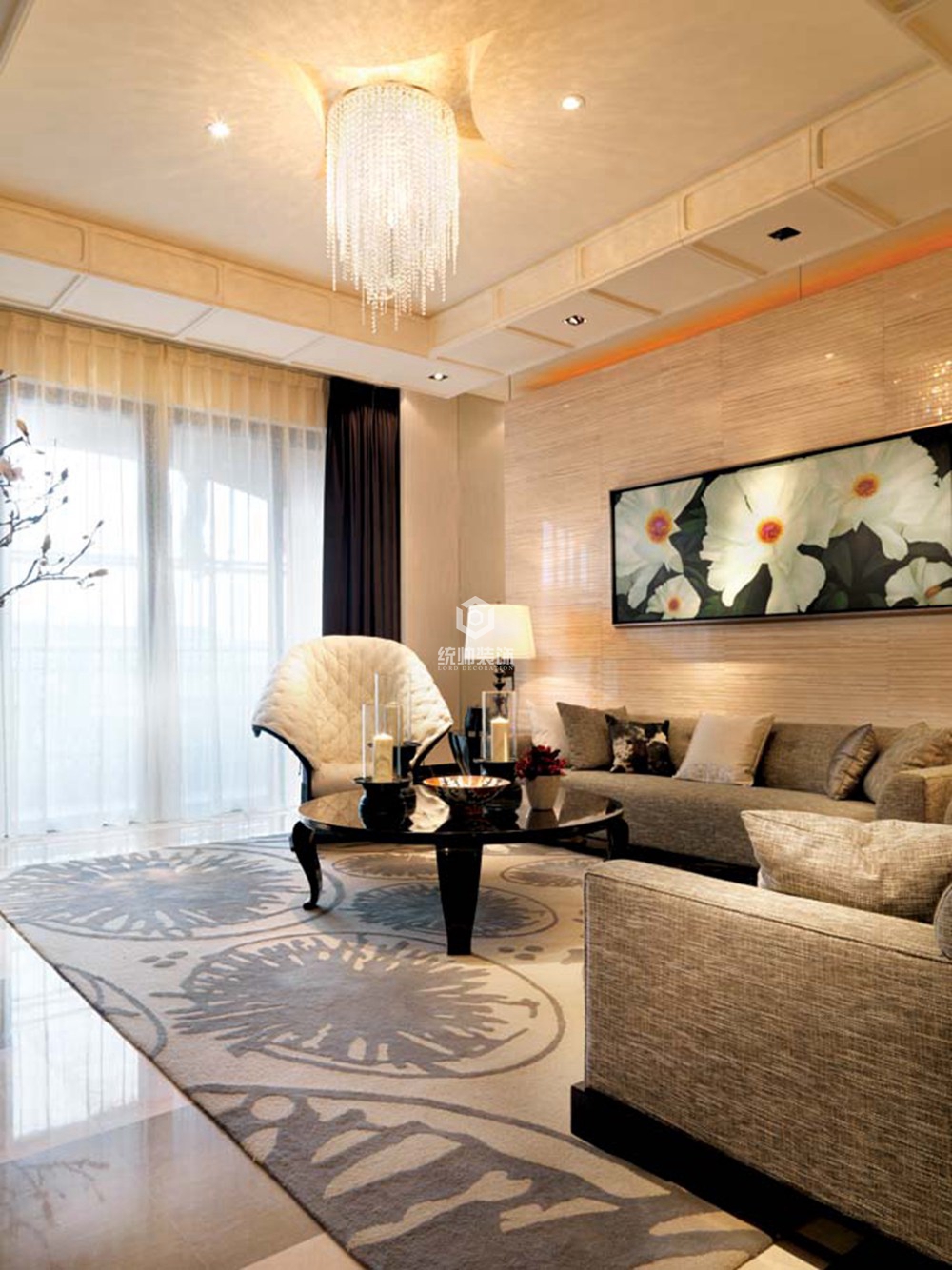 嘉定区通用国际260平方新古典风格别墅客厅装修效果图