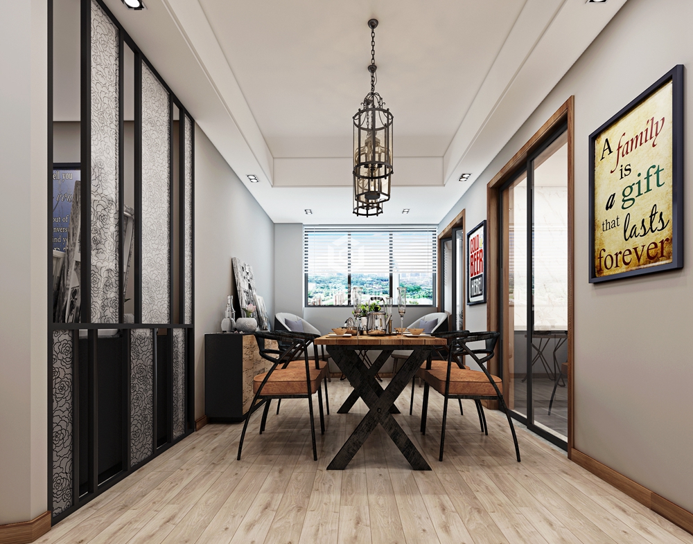 浦东新区汤臣豪园三期140平方北欧风格三室两厅餐厅装修效果图