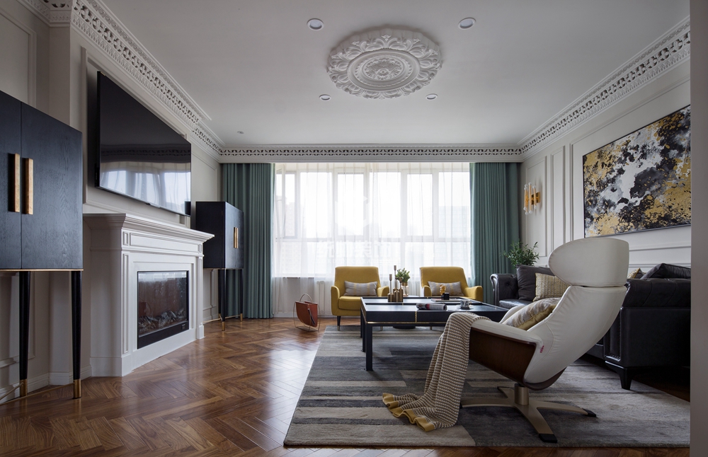 浦东新区初夏的马卡龙160平方法式风格三室两厅客厅装修效果图