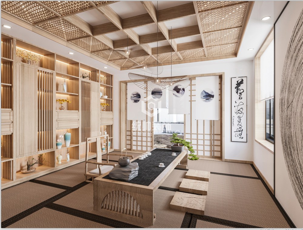 闵行区蓝色港湾164平方中式风格复式休闲室装修效果图