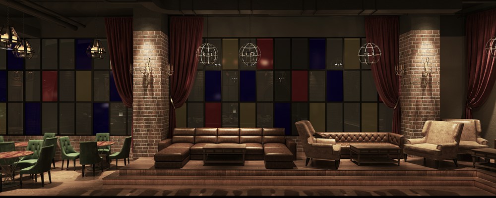 宝山区复古酒吧200平美式客厅装修效果图