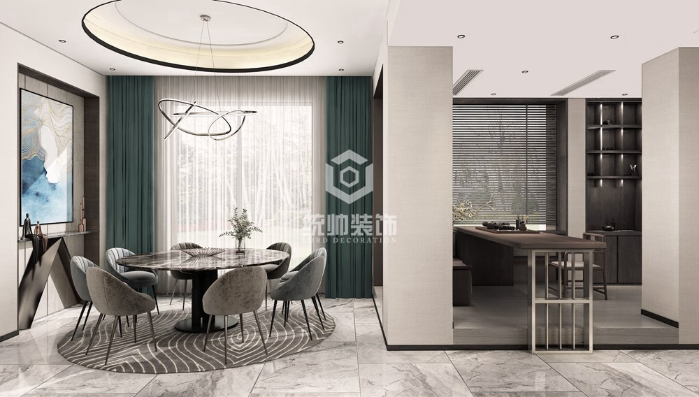 嘉定区玲珑湾360平方现代简约风格别墅餐厅装修效果图