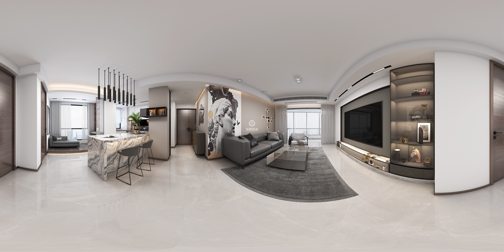 黄浦区滨江名人苑110平方现代简约风格两室两厅客厅装修效果图