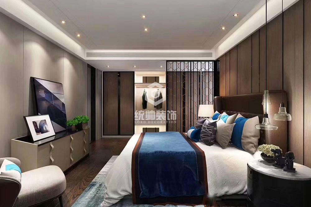 寶山區上海長灘180平新中式臥室裝修效果圖