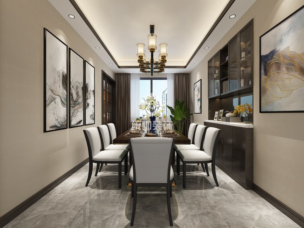 浦东新区尚海郦景160平方新中式风格3室2厅2卫餐厅装修效果图