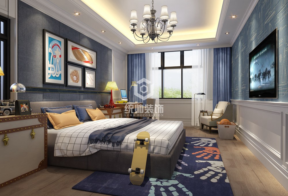 浦东新区御翠园560平美式卧室装修效果图