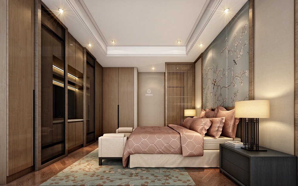 普陀区流光剪影260平方新中式风格复式卧室装修效果图