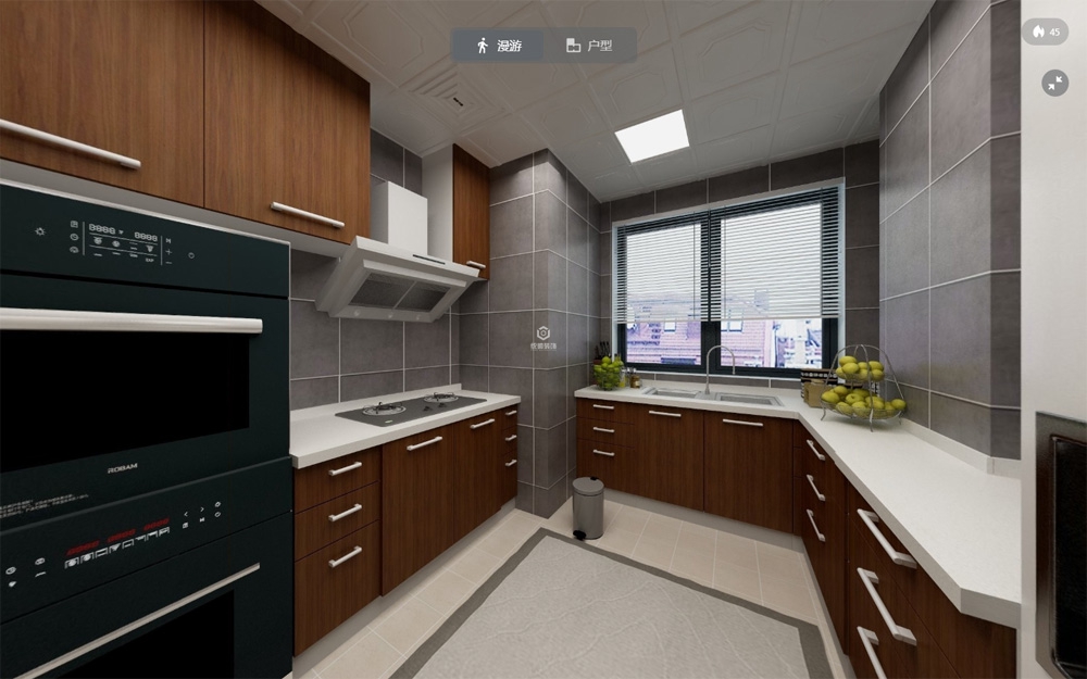 嘉定区大成郡140平方新中式风格复式厨房装修效果图