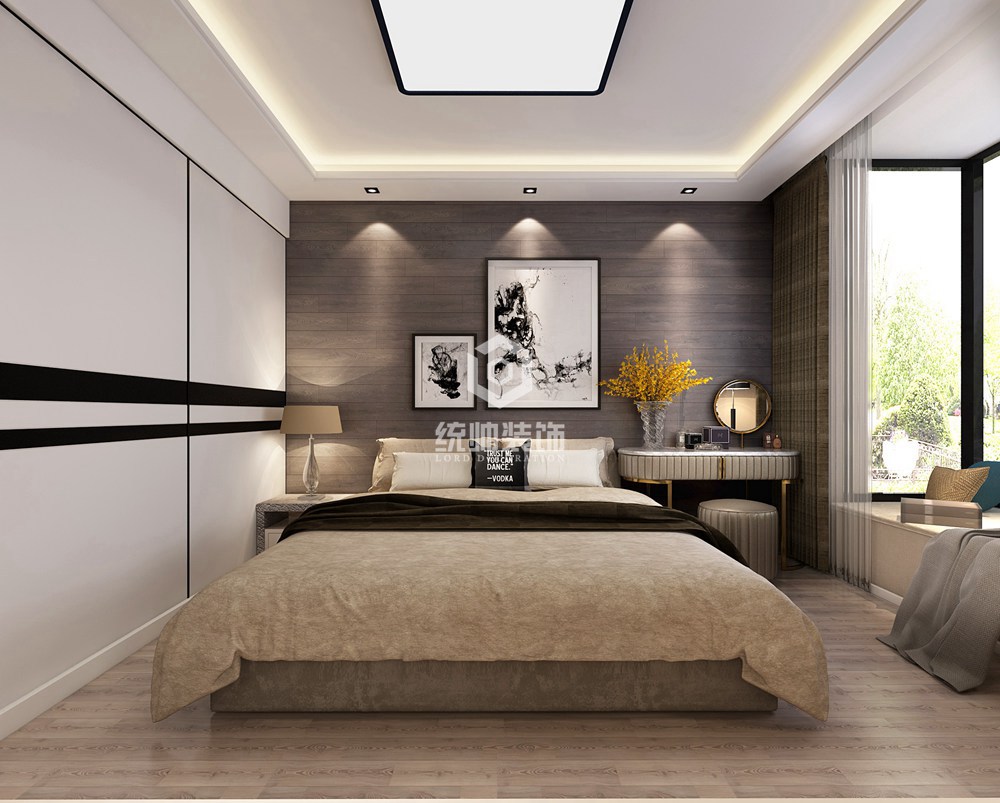 寶山區牡丹華庭180平現代簡約臥室裝修效果圖