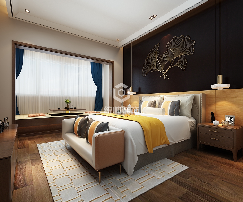 嘉定区远香湖九号200平方现代简约风格复式卧室装修效果图