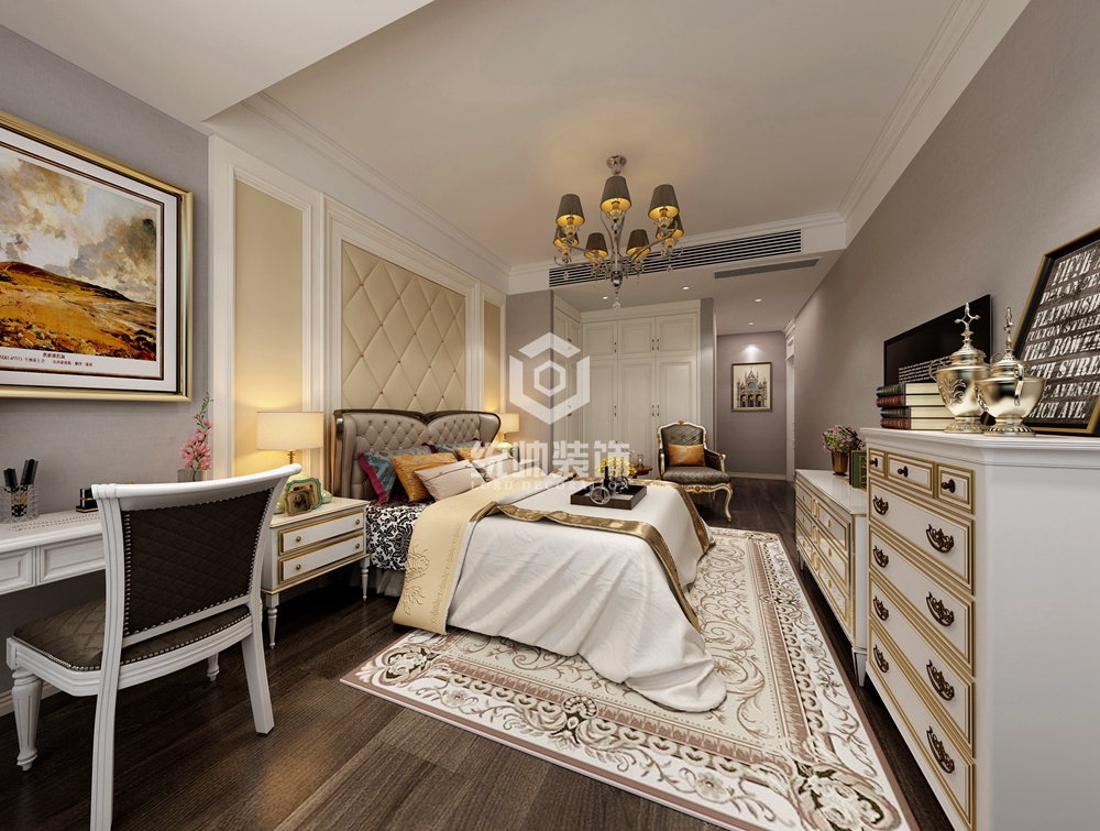 宝山区中化国际140平美式卧室装修效果图