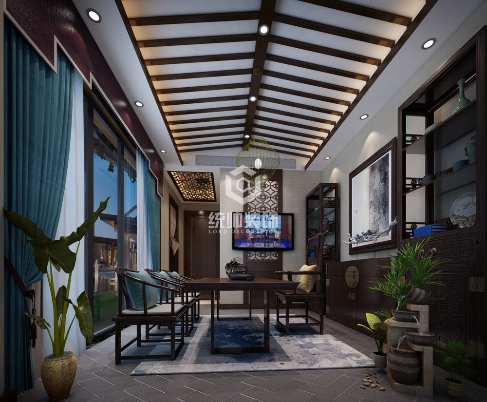 浦东新区东平森林公园一号240平方中式风格别墅休闲室装修效果图