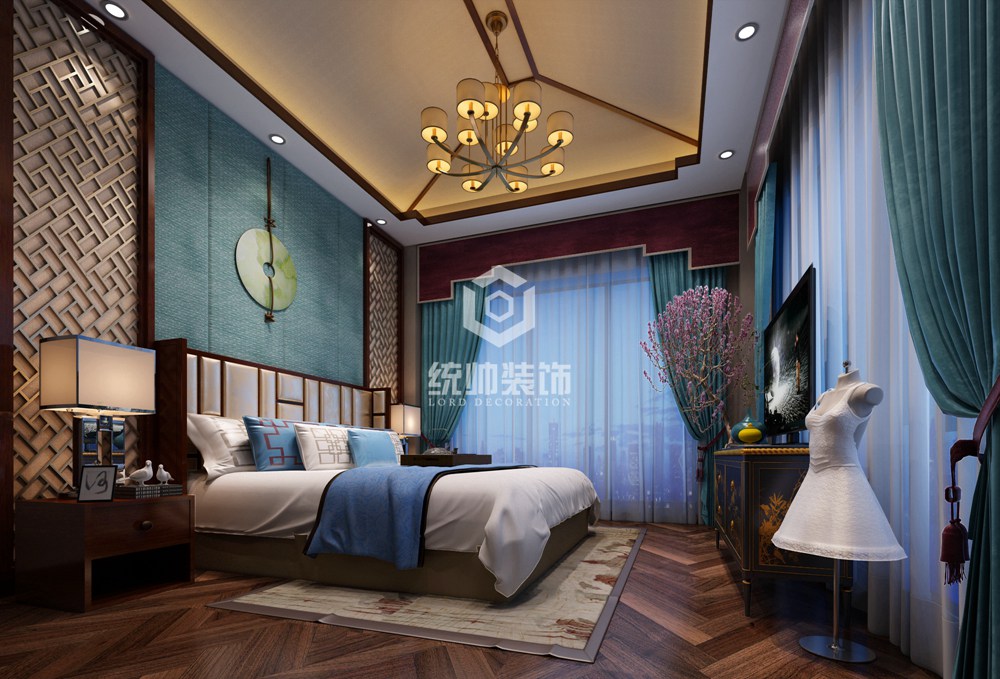 浦东新区东平森林公园一号240平方中式风格别墅卧室装修效果图