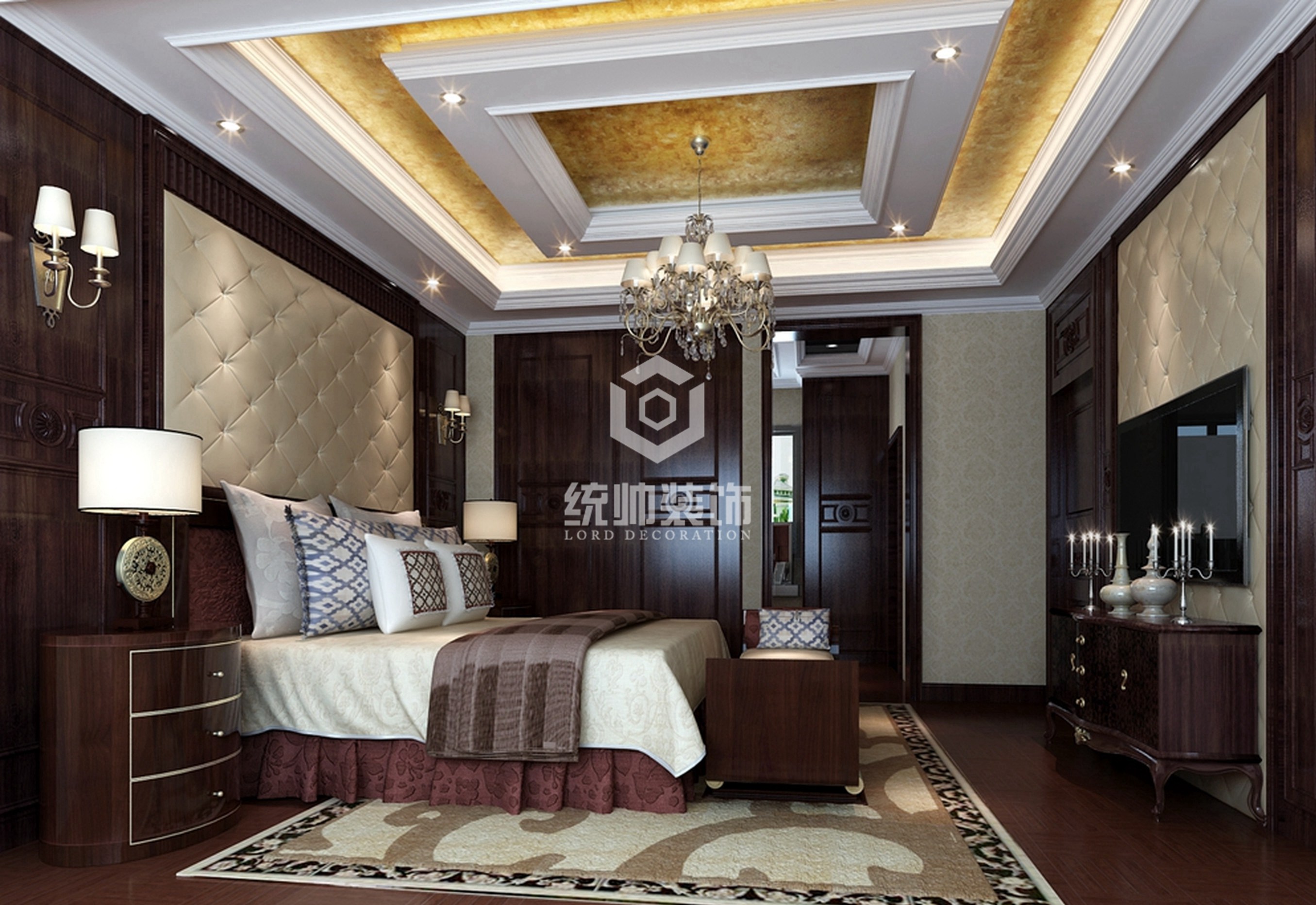 浦东新区华润置地橡树湾210平欧式卧室装修效果图