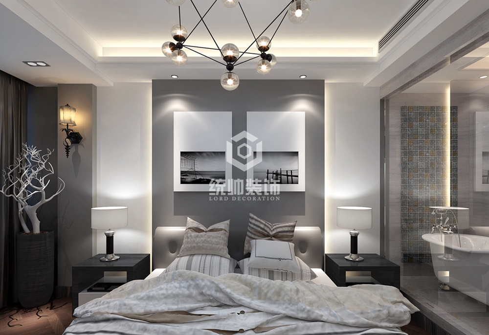 静安区永灵小区89平方现代简约风格复式卧室装修效果图