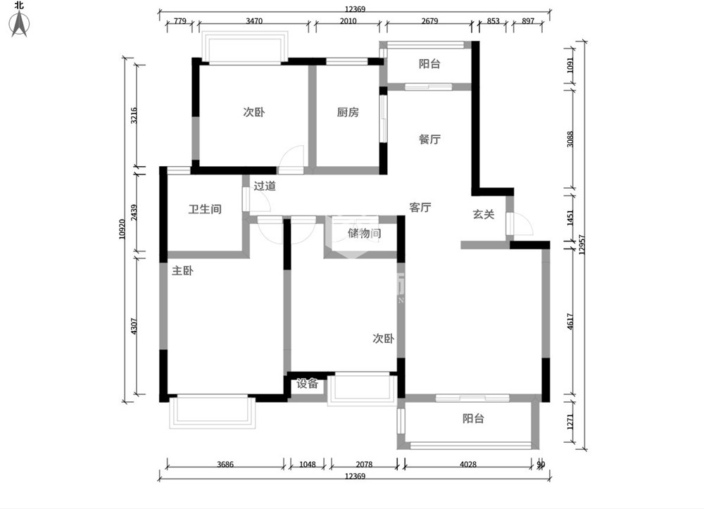 宝山区水岸蓝桥110平方现代简约风格3房2厅1卫其他区域装修效果图