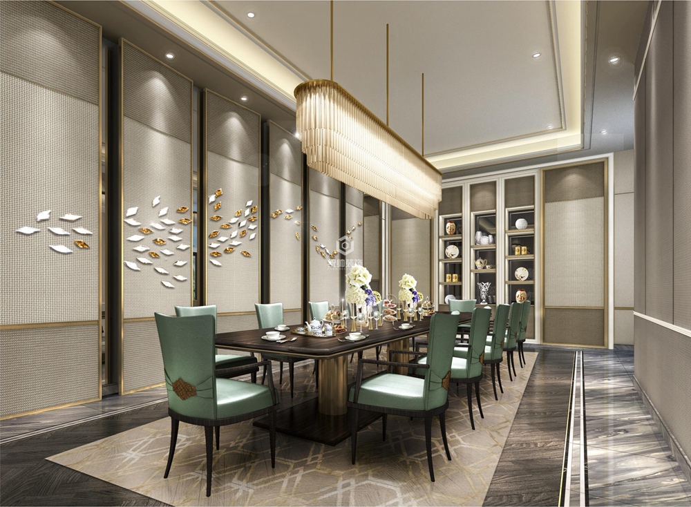松江区樾山美墅480平方中式风格别墅餐厅装修效果图