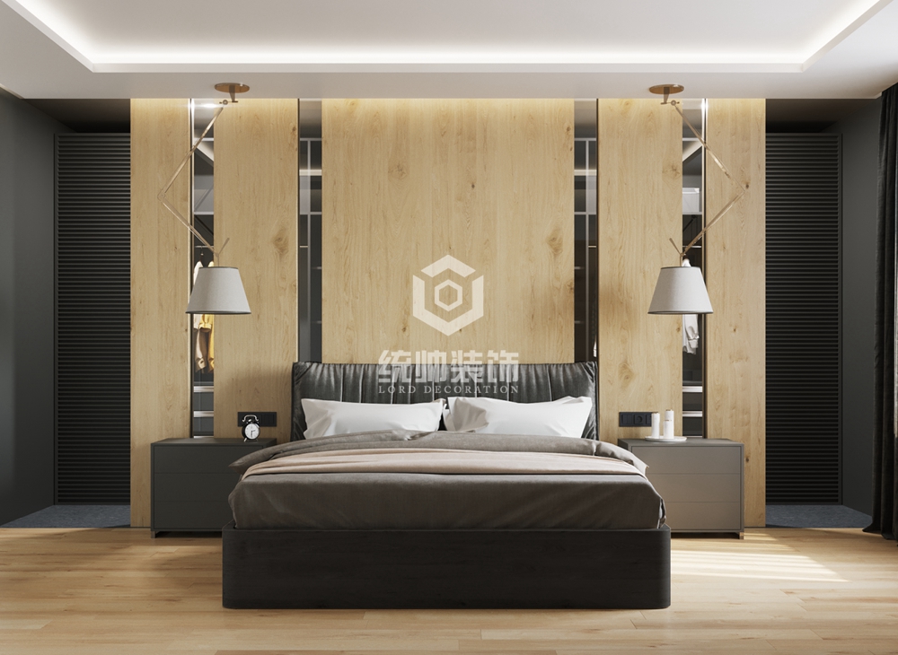 普陀区真情公寓120平方现代简约风格大平层卧室装修效果图