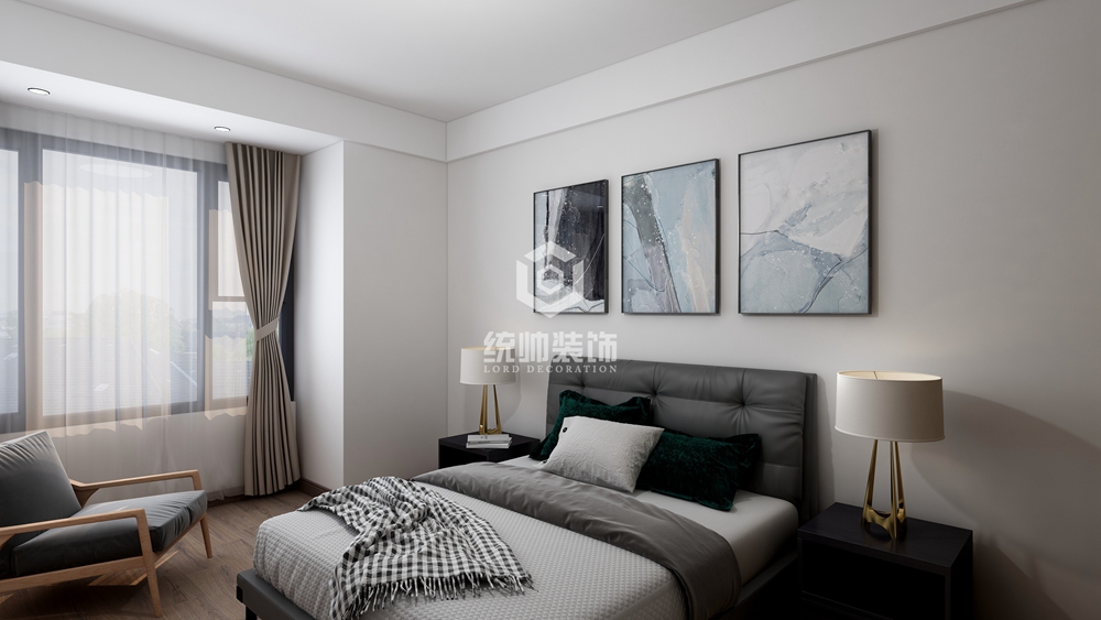 嘉定区绿地天呈160平方轻奢风格大平层卧室装修效果图
