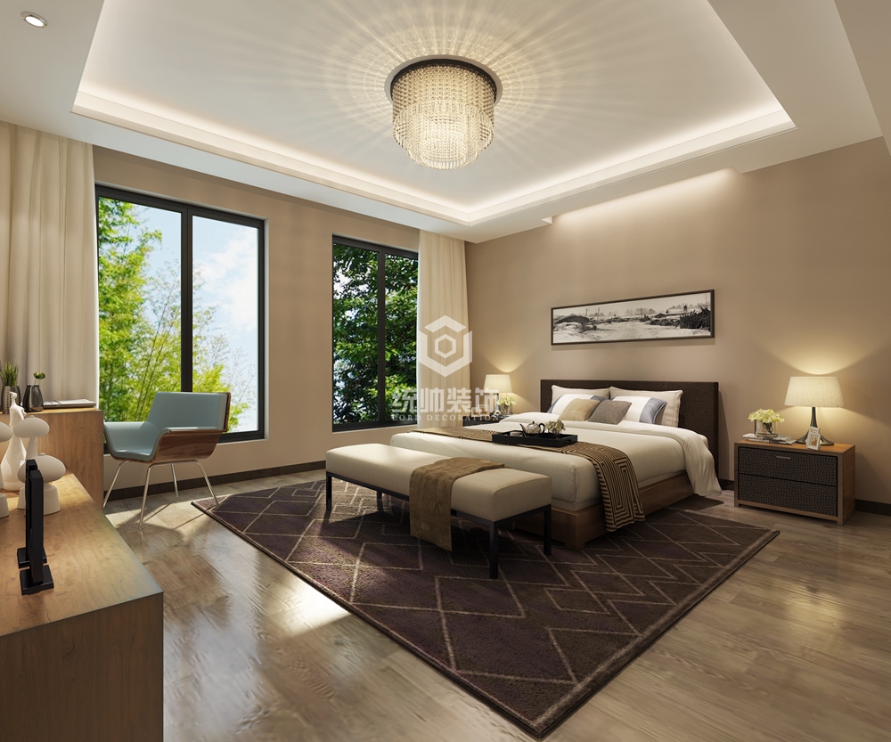 松江区名仕豪庭330平方现代简约风格独栋别墅卧室装修效果图