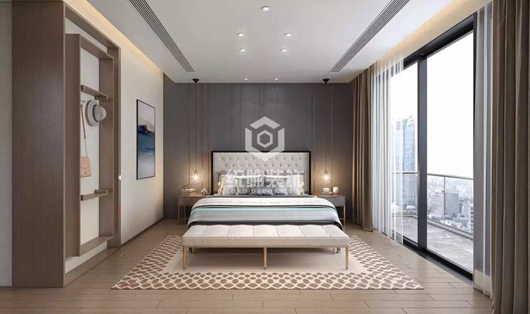 嘉定区三湘海尚森林330平方现代简约风格别墅卧室装修效果图