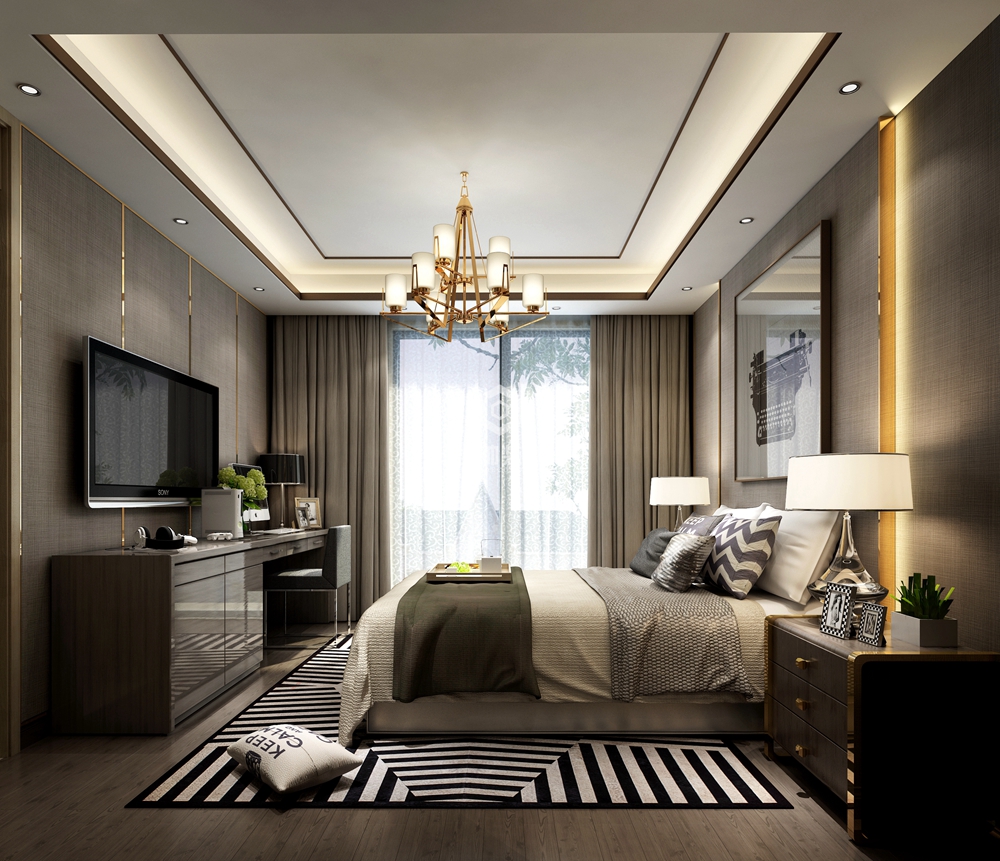 嘉定区上海庄园280平混搭卧室装修效果图