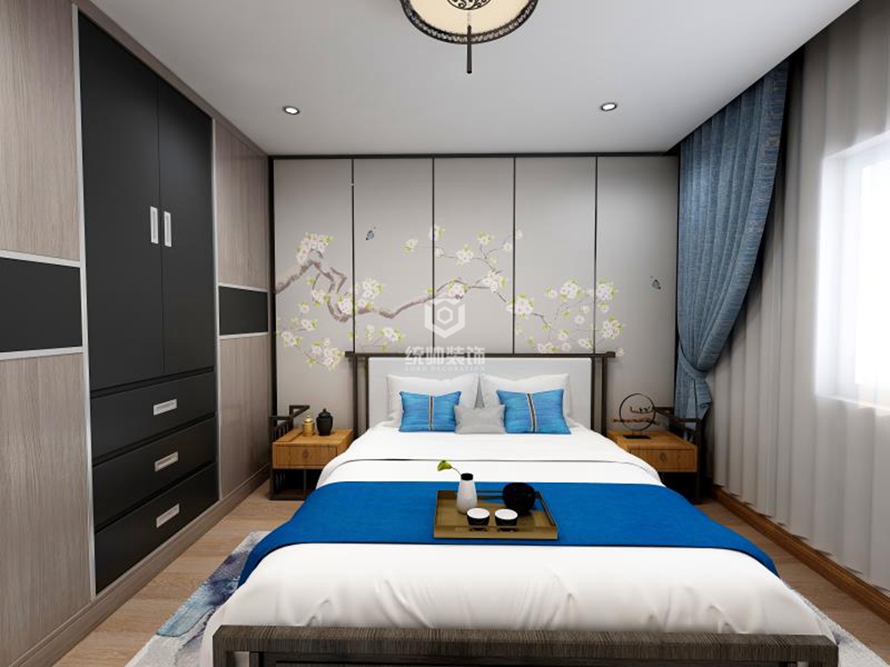 浦东新区天和湖滨家园260平方新中式风格联排别墅卧室装修效果图