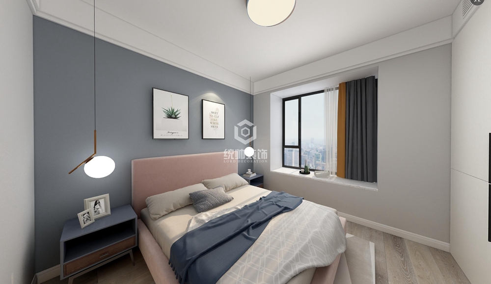 浦东新区香榭国际89平方现代简约风格公寓卧室装修效果图