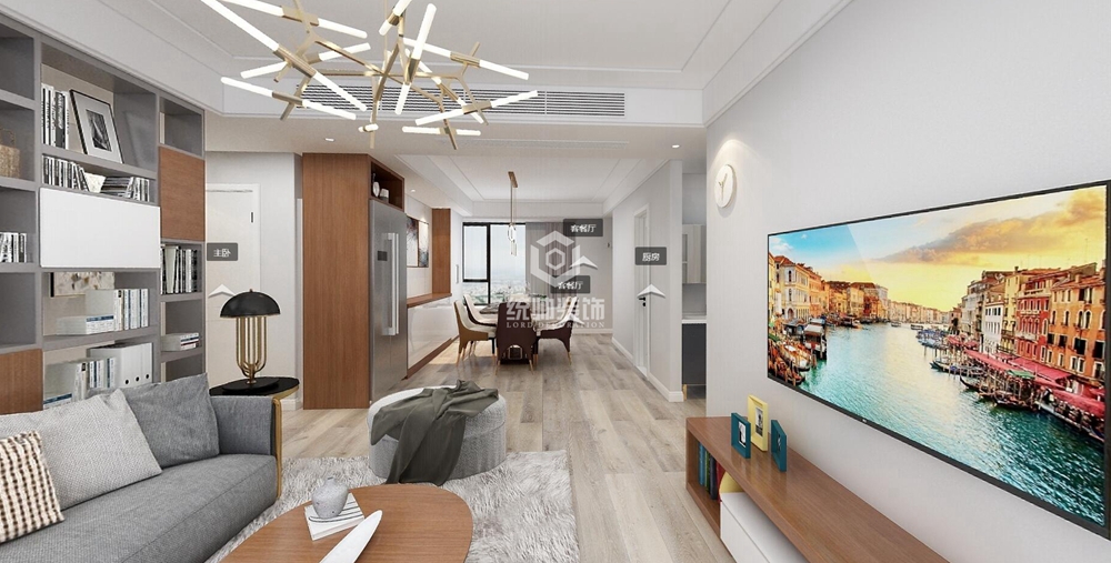 浦东新区御沁园125平方现代简约风格公寓客厅装修效果图