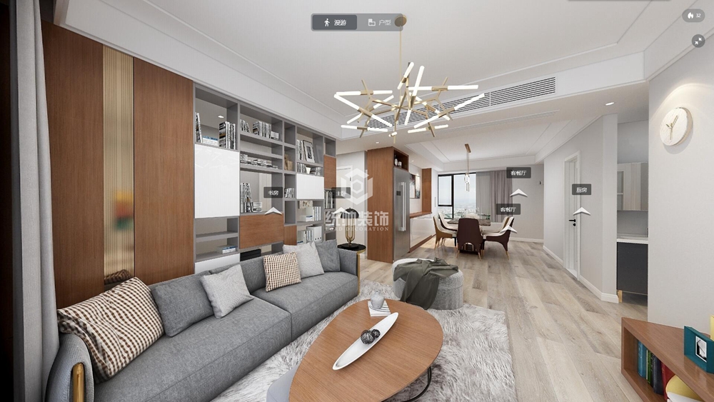 浦东新区御沁园125平方现代简约风格公寓客厅装修效果图