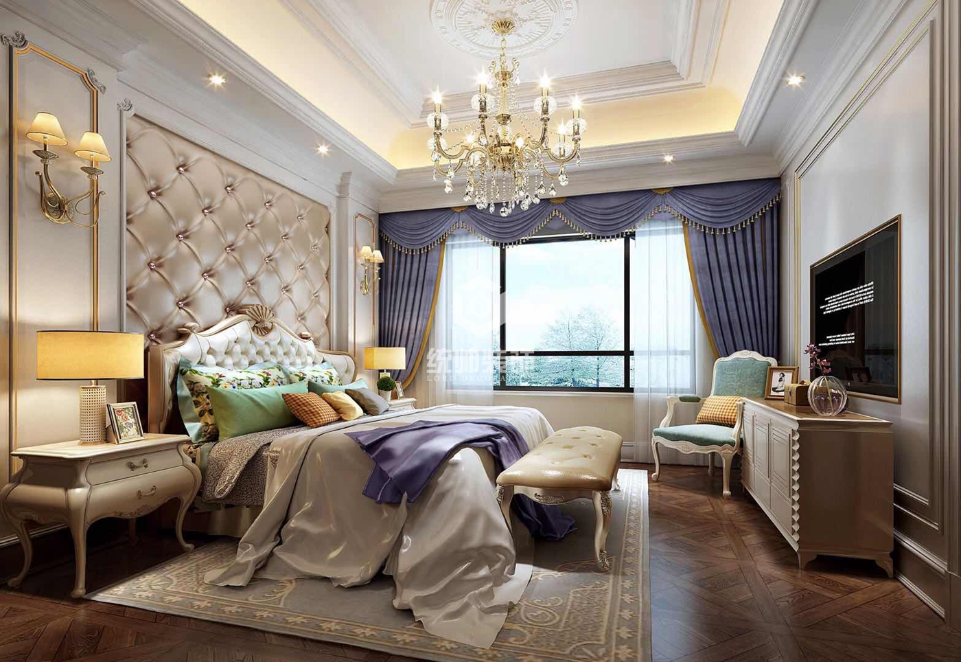 浦东新区新西塘孔雀城二期260平法式卧室装修效果图