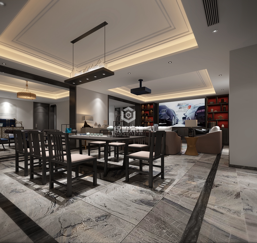 浦东新区海上湾三期268平方新中式风格5室3厅餐厅装修效果图