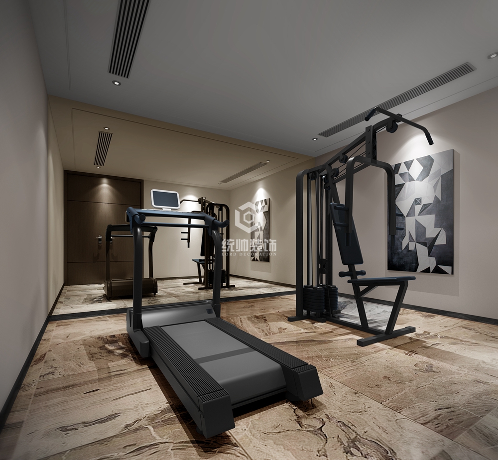 浦东新区海上湾三期268平方新中式风格5室3厅健身房装修效果图