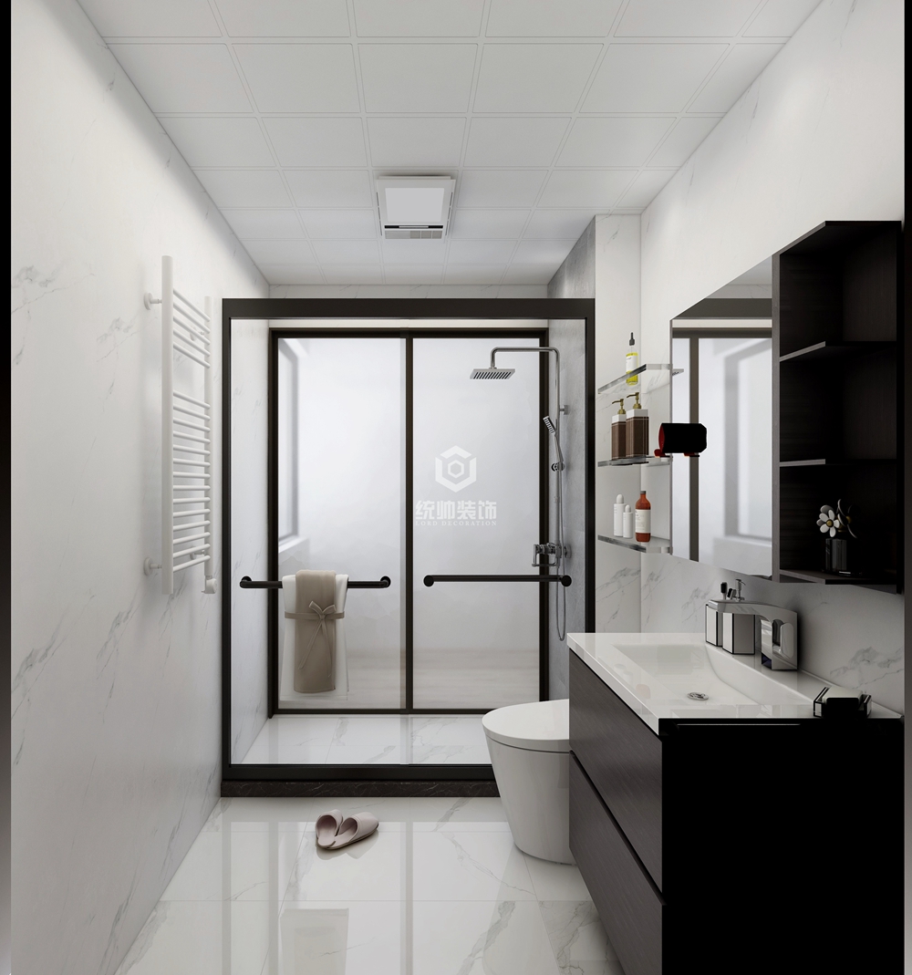 浦东新区金桂小区92平方现代简约风格二居室卫生间装修效果图