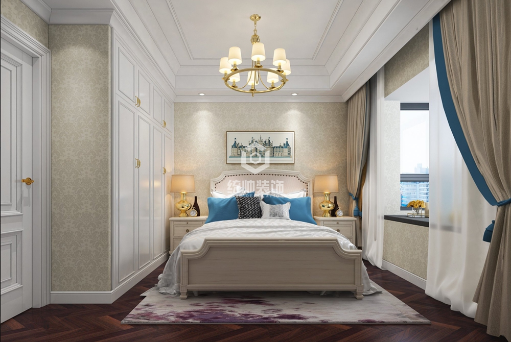 杨浦区新江湾城建德国际公寓100平方现代简约风格二房一厅卧室装修效果图
