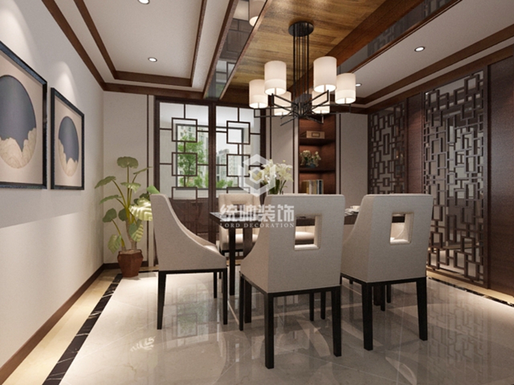 浦东新区江临天下146平方新中式风格四房两厅餐厅装修效果图