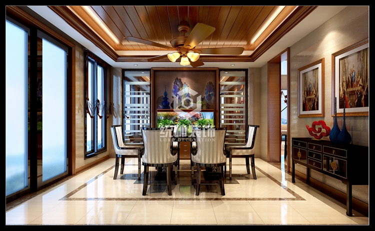徐汇区漓江山水花园372平方现代简约风格三层别墅餐厅装修效果图