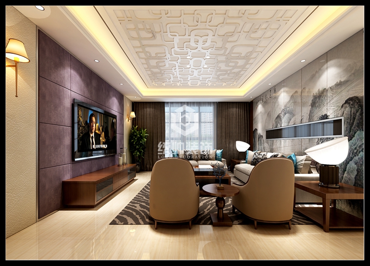 浦东新区尚汇豪庭127平方现代简约风格三房2厅客厅装修效果图