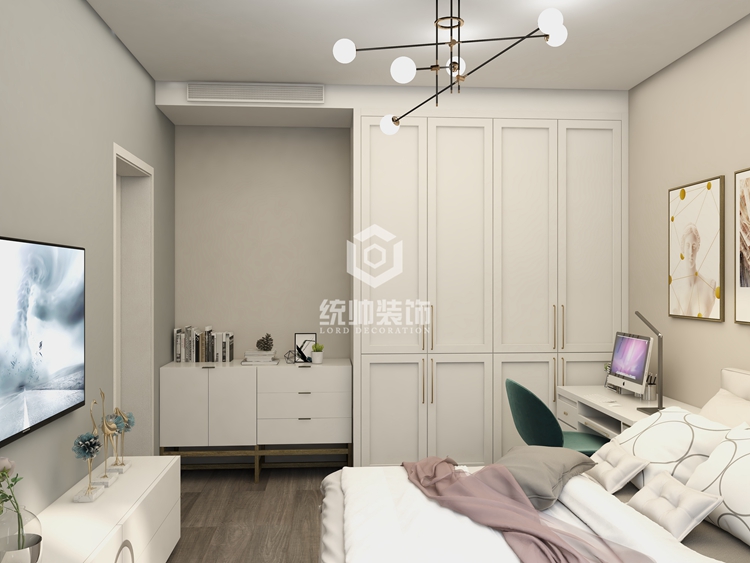 浦东新区龙柏西郊公寓100平现代简约卧室装修效果图